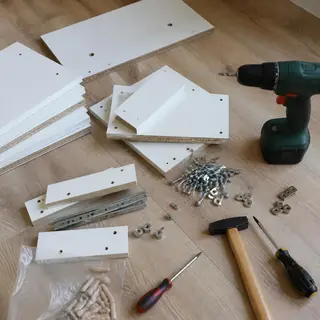 Hand tools and furniture parts for assembly