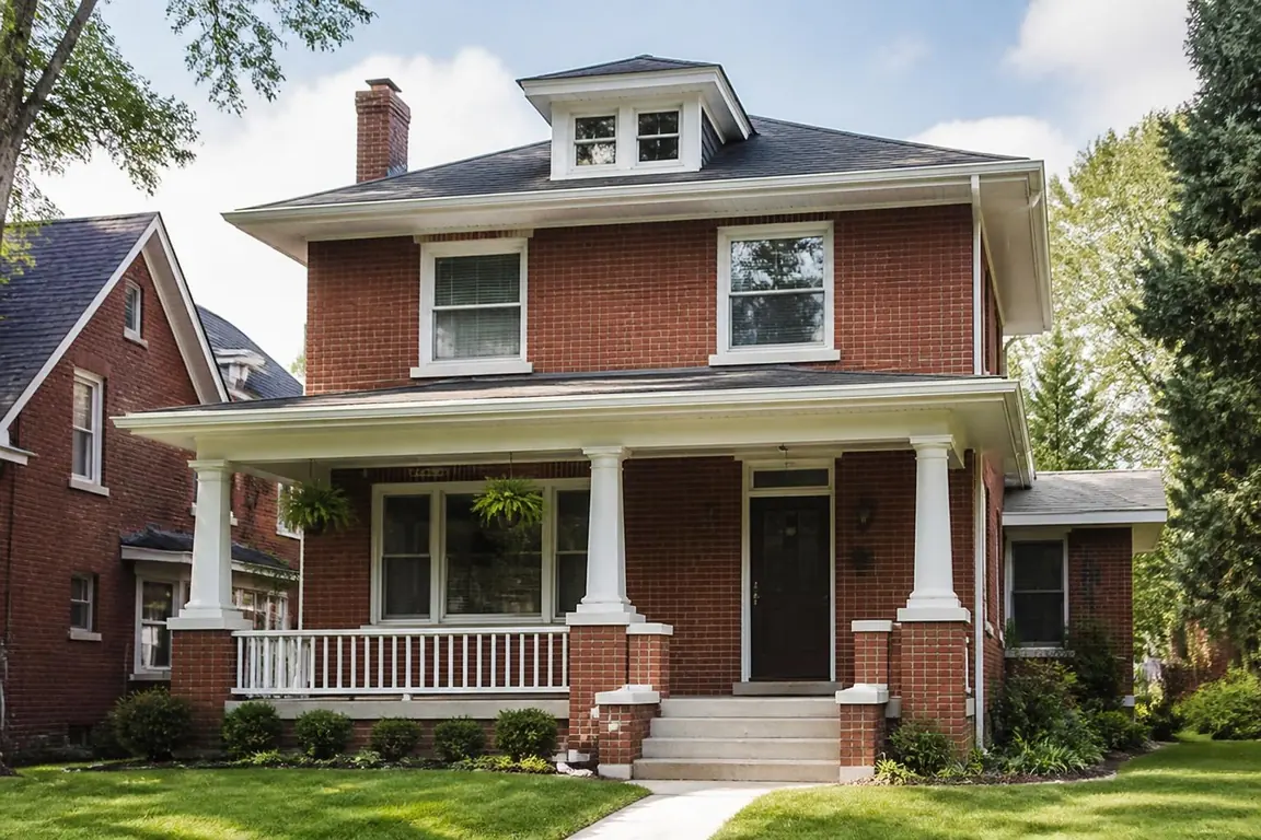 Brick home with a green lawn